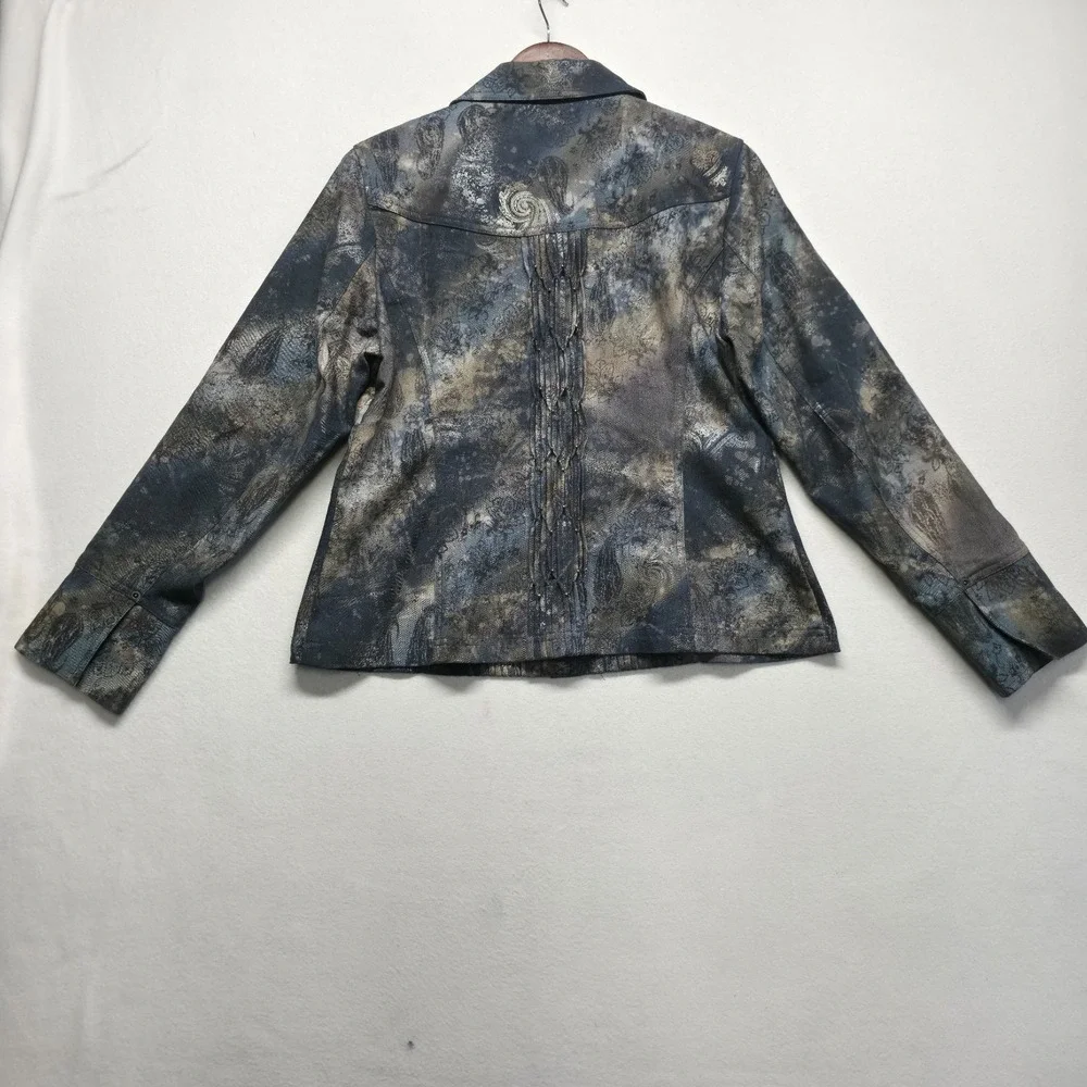 Coldwater Creek Women's Metallic Paisley Pintuck Jacket Size 12